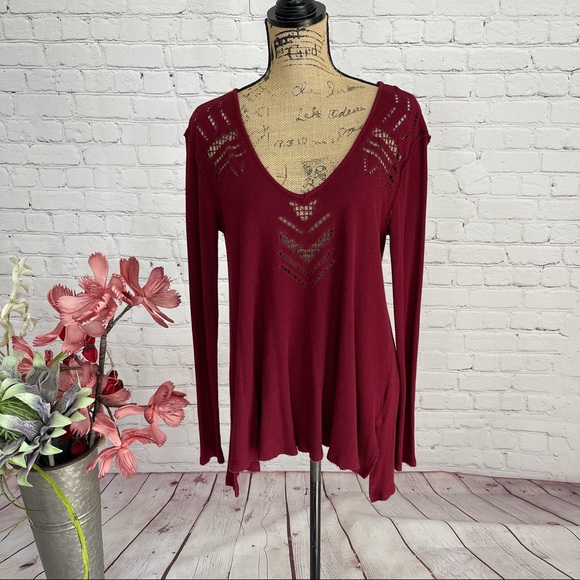 Free People Tops - Free People Boho Crochet Cut Out Thermal